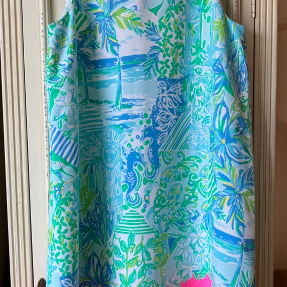 Lilly Pulitzer Jackie Print Shift Dress in Whisper Blue Beach XS - Picture 3 of 6